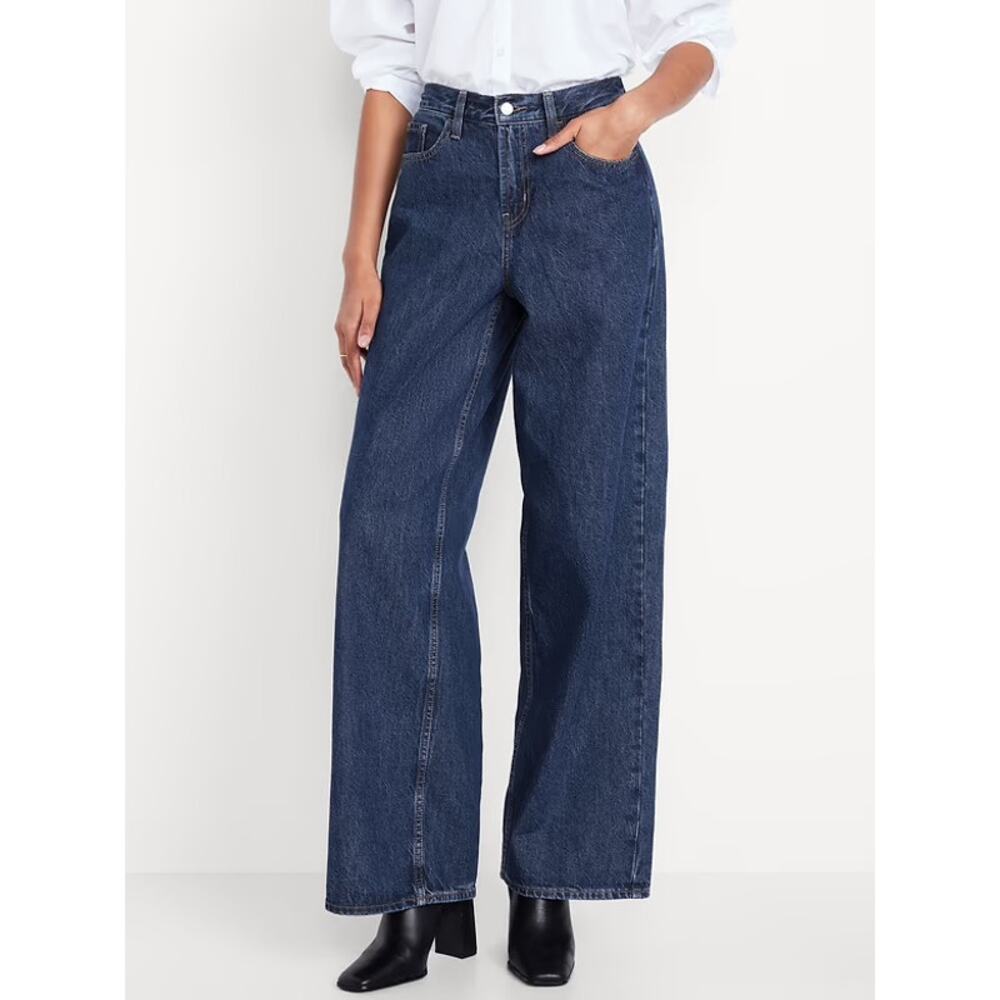 Old Navy Mid Rise Wow Baggy Wide Leg Jean Women’s 14 Short Celestia Blue